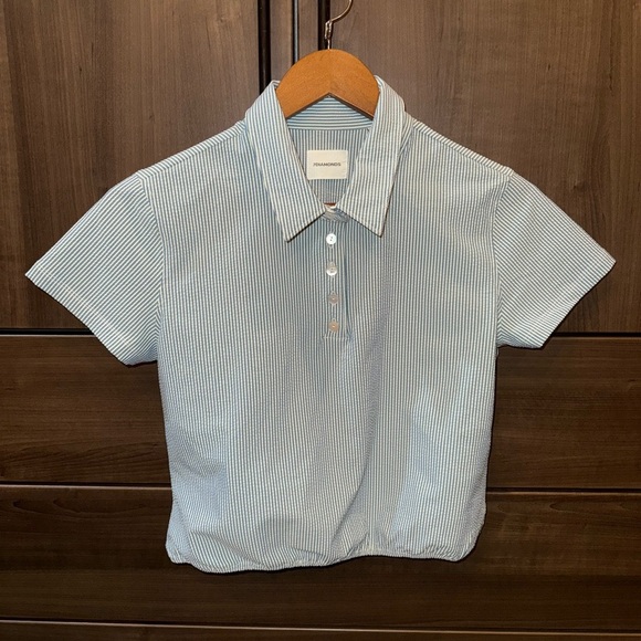7 Diamonds Tops - 7 Diamonds Crop Ladies Collared Shirt